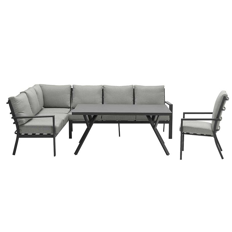 Foto van Garden impressions senja lounge dining set 4-delig links incl. stoel - donker grijs