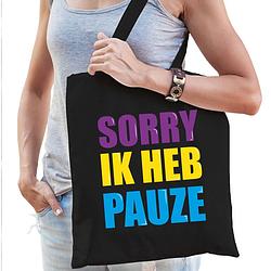 Foto van Sorry ik heb pauze cadeau tas zwart voor dames - feest boodschappentassen