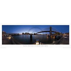 Foto van Randy kosek - brooklyn bridge at dusk kunstdruk 95x33cm