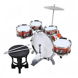 Foto van Drumstel voor kinderen met 4 trommels en een xl bass - inclusief drumbekken en krukje - drummen voor kids