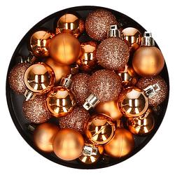 Foto van 20x stuks kleine kunststof kerstballen koper 3 cm - kerstbal