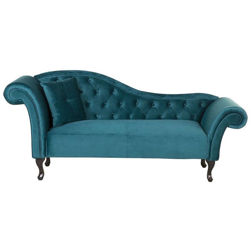 Foto van Beliani lattes - chaise longue-blauw-fluweel