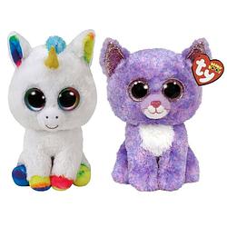 Foto van Ty - knuffel - beanie buddy - pixy unicorn & cassidy cat