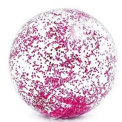 Foto van Intex opblaasbare roze glitter strandbal 71 cm speelgoed - strandballen