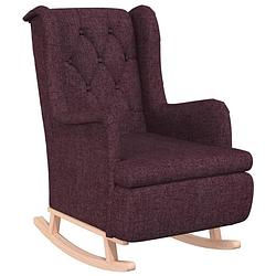 Foto van Vidaxl fauteuil met massief rubberwood schommelpoten stof paars