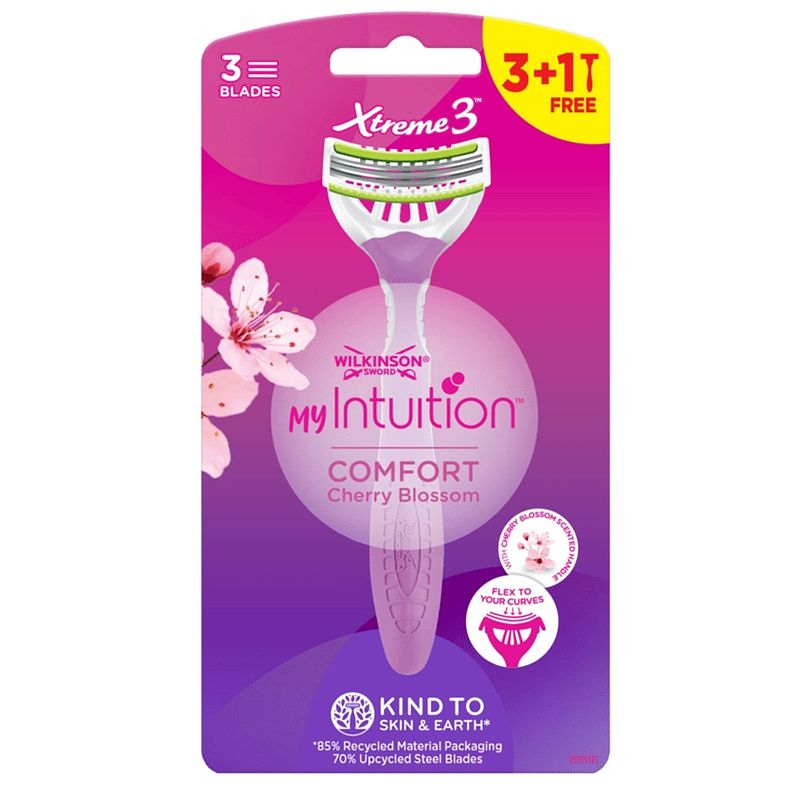 Foto van My intuition xtreme 3 comfort cherry blossom wegwerpscheermesjes voor vrouwen 4st