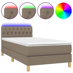 Foto van Vidaxl boxspring met matras en led stof taupe 80x200 cm