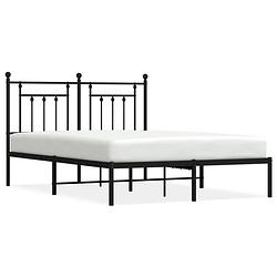 Foto van The living store bedframe klassiek - metalen constructie - 207x146x97cm - zwart