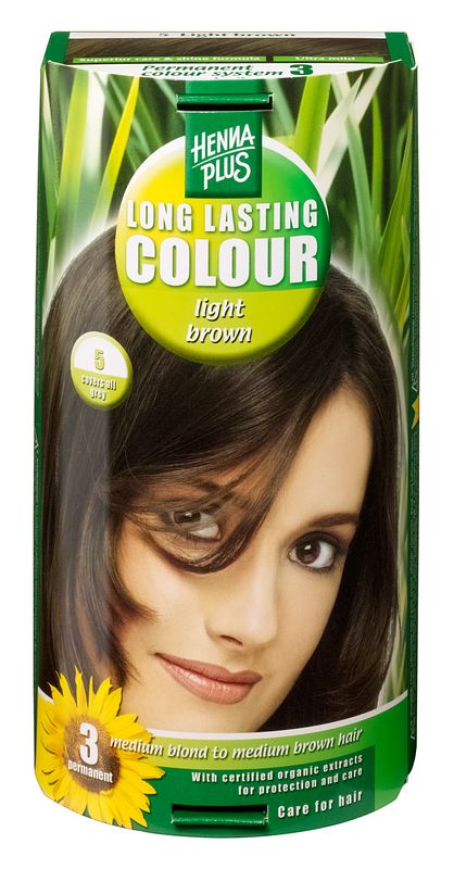 Foto van Hennaplus 5 light brown long lasting colours 100ml