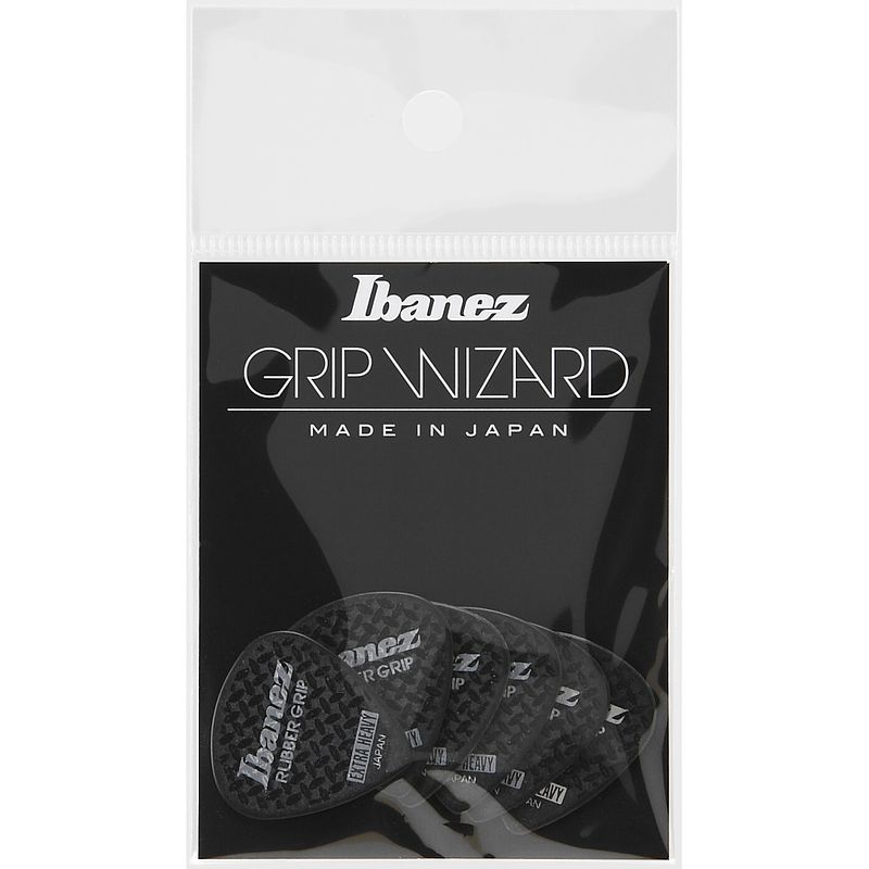 Foto van Ibanez ppa16xrgbk grip wizard rubber grip plectrumset 6-pack extra heavy zwart