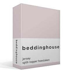 Foto van Beddinghouse jersey split-topper hoeslaken - 100% gebreide jersey katoen - lits-jumeaux (180x200/220 cm) - soft pink