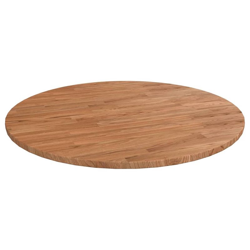 Foto van Vidaxl tafelblad rond ø70x1,5 cm bewerkt massief eikenhout lichtbruin