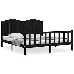 Foto van The living store bed grenenhout - bedframe - 205.5x185.5x110 cm - zwart