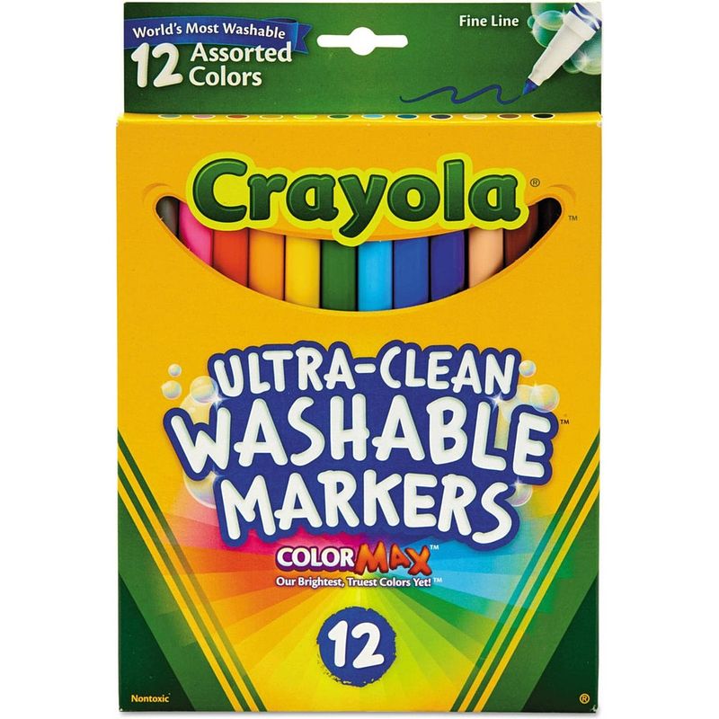 Foto van Crayola ultra-clean washable markers - 12 stuks color max met fijne punt