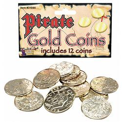 Foto van Gouden piraten speelgoed munten 12 stuks - verkleed accessoires piraat