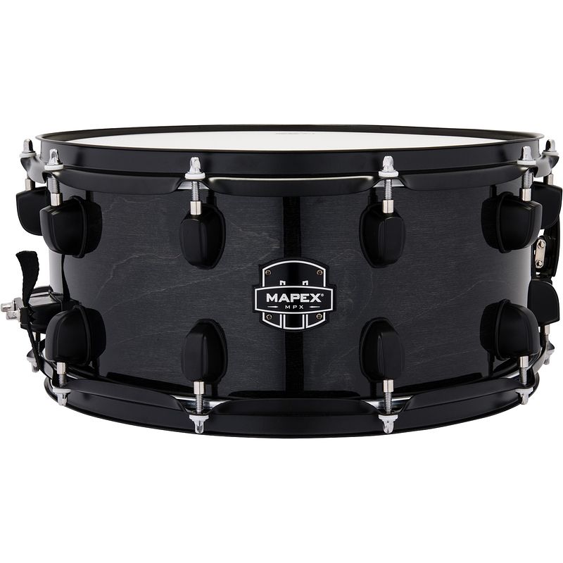 Foto van Mapex mpx hybrid transparant midnight black snaredrum 14 x 6.5 inch