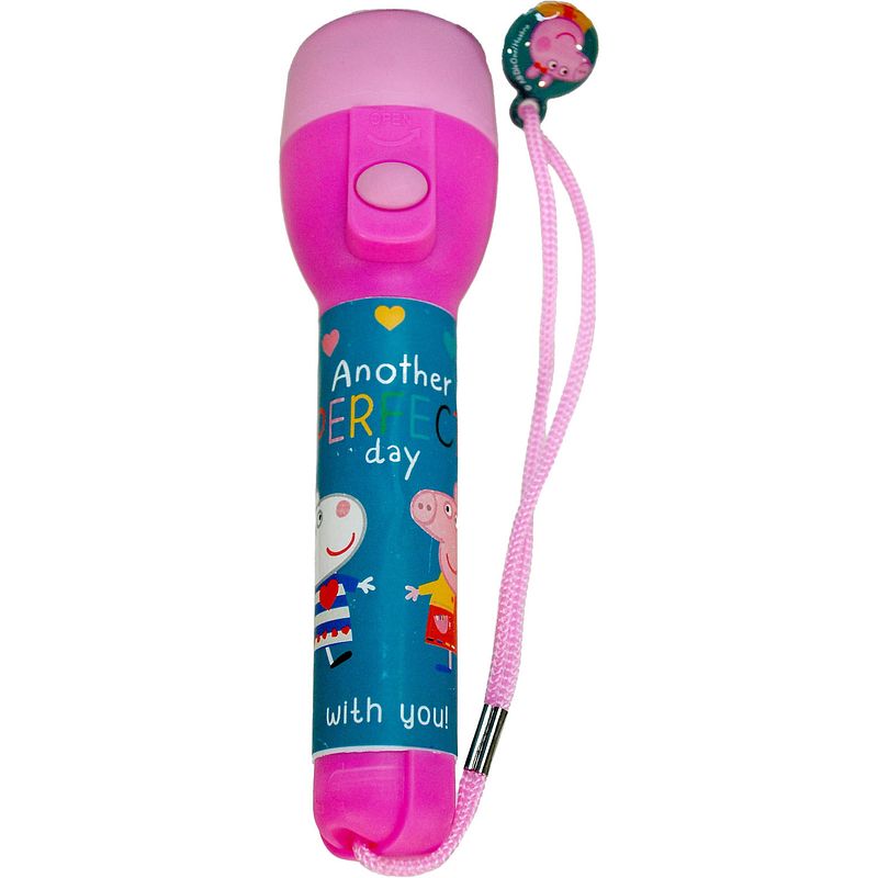 Foto van Peppa pig kinder zaklamp/leeslamp - roze/blauw - kunststof - 16 x 4 cm - kinder zaklampen