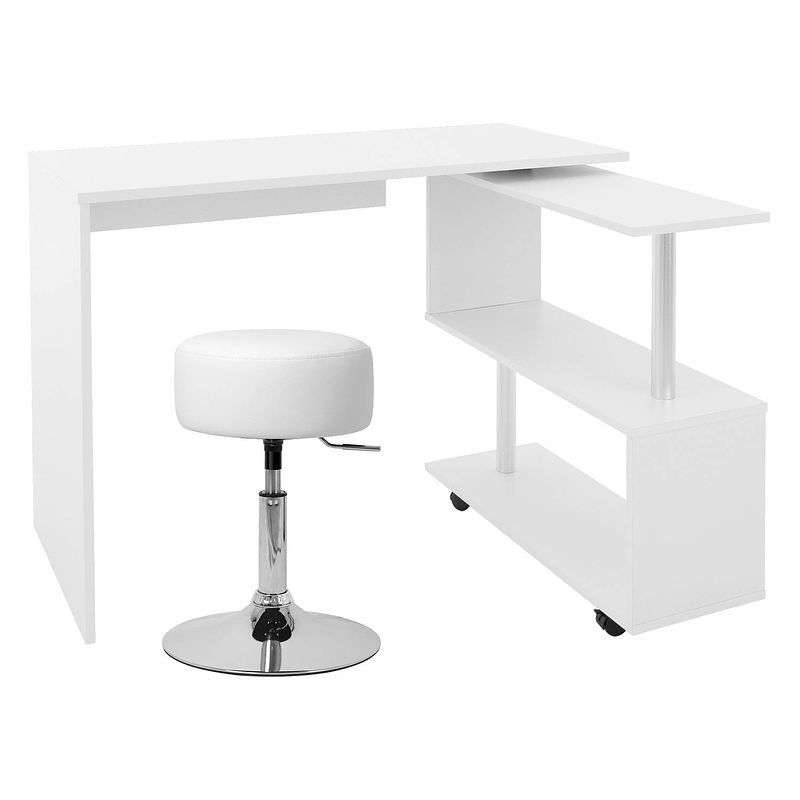 Foto van Bureau met vier wielen 150x88x75 cm wit mdf ml-design