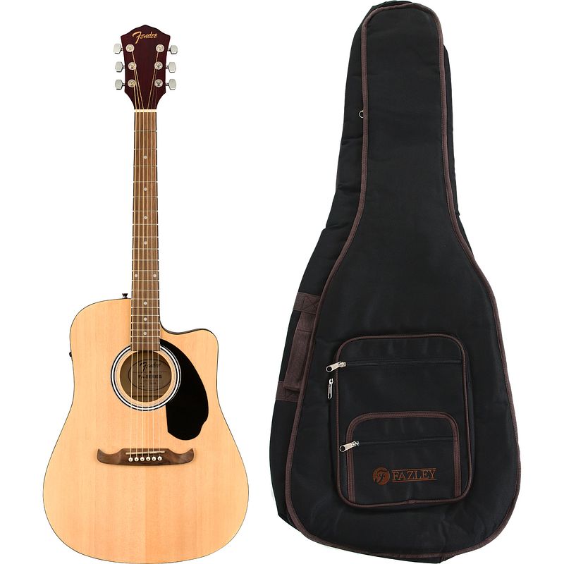 Foto van Fender fa-125ce dreadnought naturel elektrisch-akoestische westerngitaar + gigbag