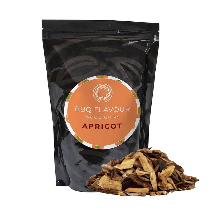 Foto van Bbq flavour rookhout abrikoos smoke wood apricot abrikozenhout bbq rookhout chips kamado tafelgrill gas bb