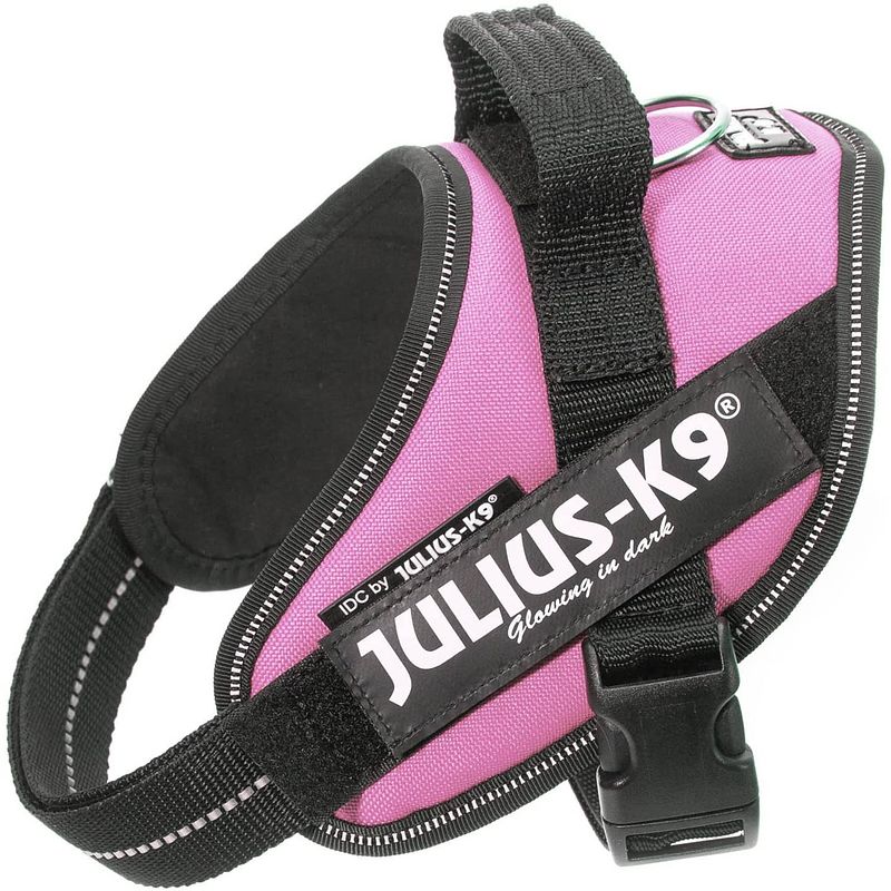 Foto van Julius k9 hondentuigje mini 49 tot 67 cm nylon roze/zwart