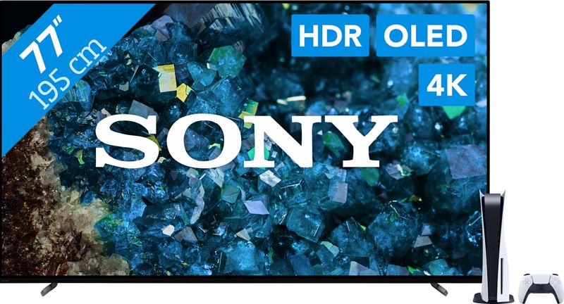 Foto van Sony bravia oled xr-77a80l (2023) + playstation 5