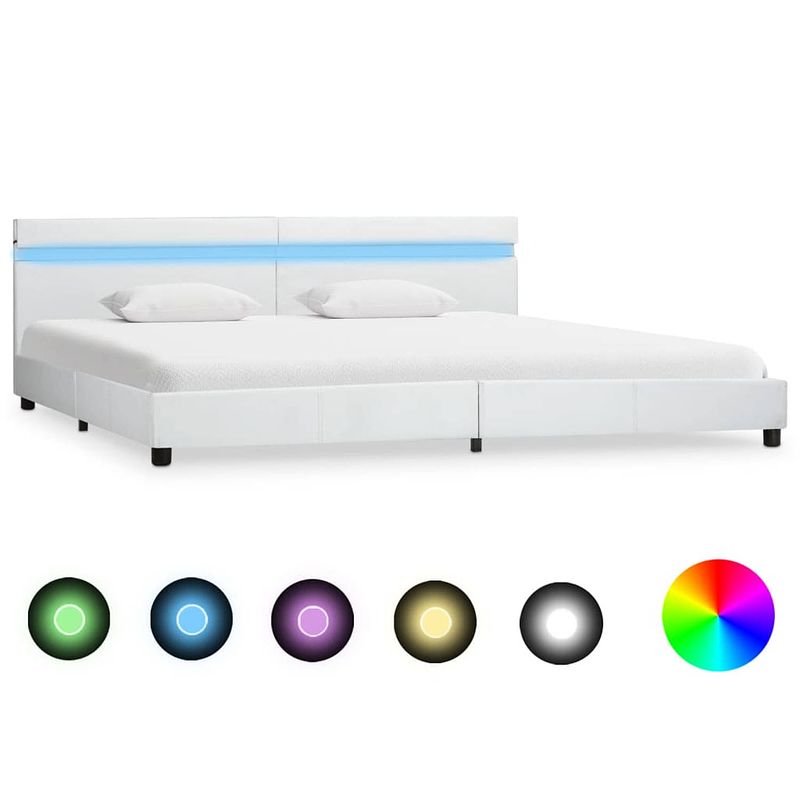 Foto van Vidaxl bedframe met led kunstleer wit 180x200 cm