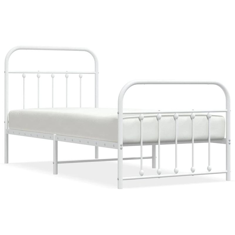 Foto van Vidaxl bedframe met hoofd- en voeteneinde metaal wit 90x190 cm