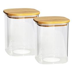 Foto van 2x stuks voedsel bewaren keuken voorraadpot - glas - bamboe deksel - 800 ml - voorraadpot
