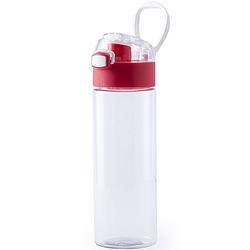 Foto van Kunststof waterfles/drinkfles transparant met rode schroefdop en handvat 580 ml - drinkflessen