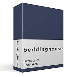 Foto van Beddinghouse jersey lycra hoeslaken - 95% gebreide jersey katoen - 5% lycra - 2-persoons (140/160x200/220 cm) - indigo