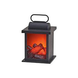 Foto van Sfeerhaard/open haard lantaarn zwart met led verlichting l12 x b18 x h12 cm - lantaarns