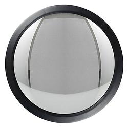 Foto van Haes deco - bolle ronde spiegel - zwart - ø 39x4 cm - hout / glas - wandspiegel, spiegel rond, convex glas