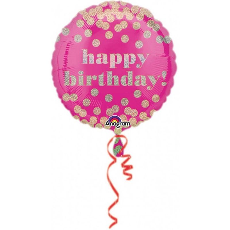 Foto van Anagram folieballon happy birthday 43 cm roze/goud