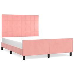 Foto van Vidaxl bedframe met hoofdeinde fluweel roze 140x190 cm