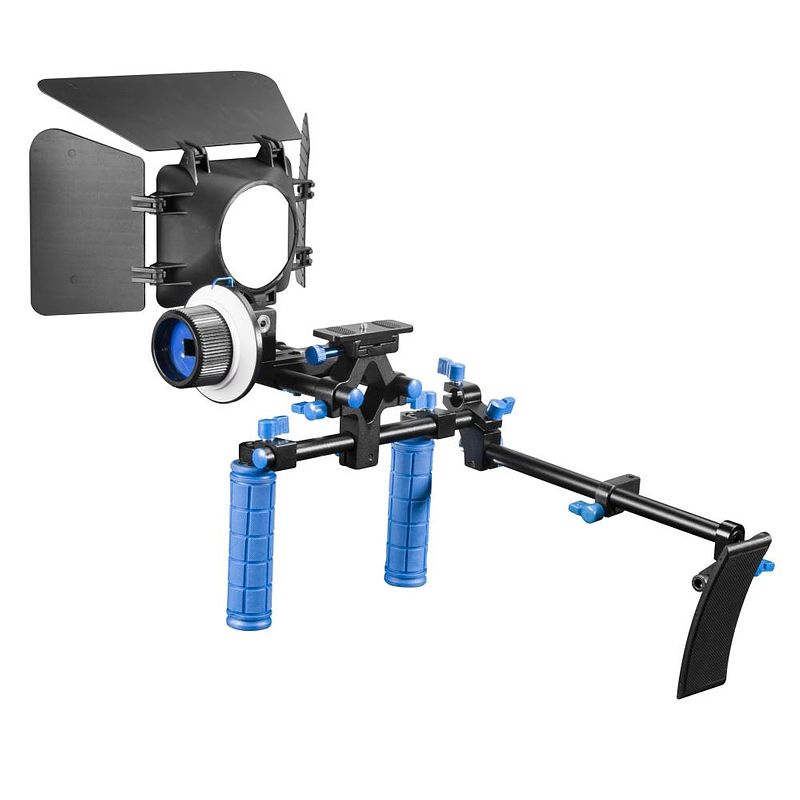 Foto van Walimex pro video set intermediate speciaal statief 1/4 inch zwart, wit, blauw