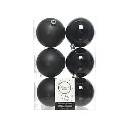 Foto van Kerstballen plastic glans-mat dia 8 cm zwart