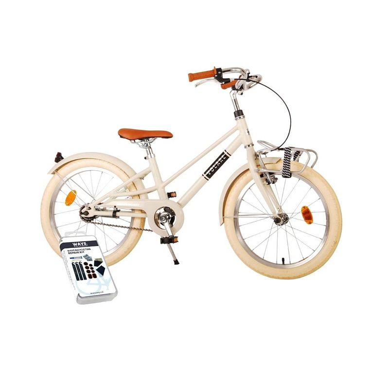 Foto van Volare kinderfiets melody - 18 inch - zand - inclusief ways bandenplakset