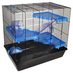 Foto van Flamingo hamsterkooi jaro 4 58x38x55 cm zwart en blauw