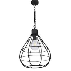 Foto van Industriële hanglamp clastra - l:40cm - e27 - metaal - zwart