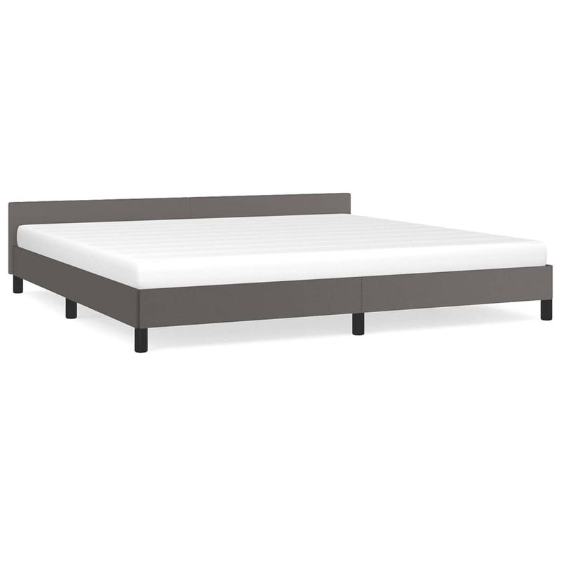 Foto van The living store bedframe - kunstleer - multiplex lattenbodem - grijs - 203 x 206 x 50 cm - geschikt voor 200 x 200 cm