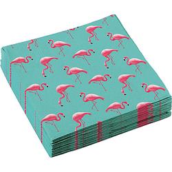 Foto van Amscan servetten flamingo 33 cm papier groen/roze 20 stuks