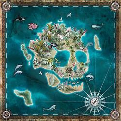 Foto van Komar skull island vlies fotobehang 250x250cm 5-banen