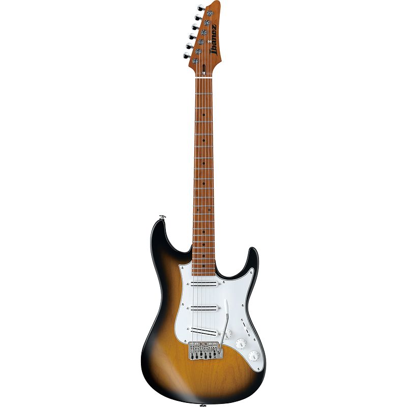 Foto van Ibanez atz100-sbt sunburst flat elektrische gitaar met koffer