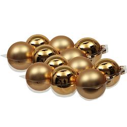 Foto van 12x stuks glazen kerstballen goud 8 cm mat/glans - kerstbal