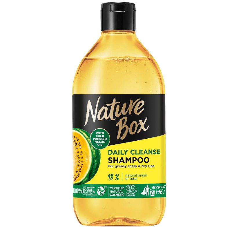 Foto van Melon oil reinigende shampoo voor vette hoofdhuid en droge punten met gele watermeloenzaadolie 385ml