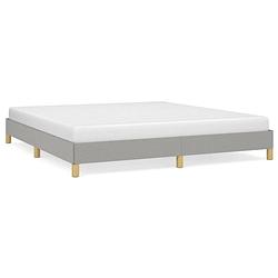 Foto van The living store bedframe - lichtgrijs - 203x183x25 cm - stof - multiplex - geschikt voor 180x200 cm matras - duurzaam