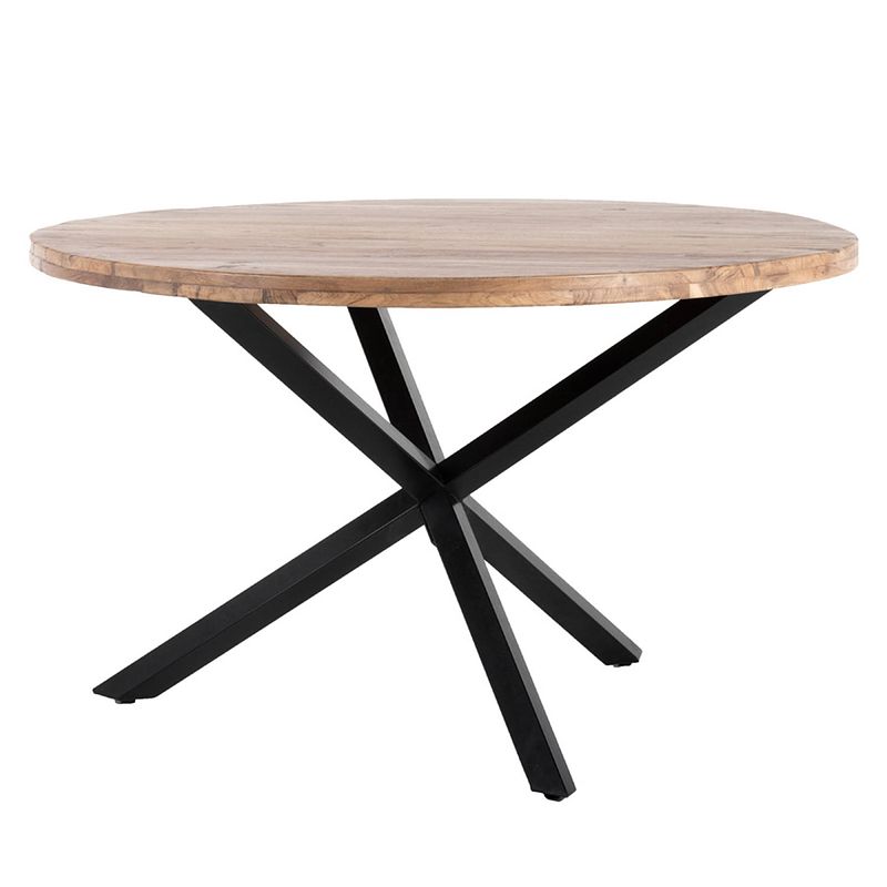 Foto van Giga meubel eettafel rond ø130cm mangohout - metalen onderstel