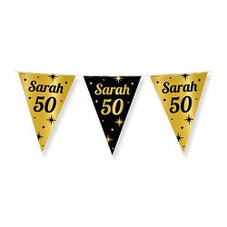 Foto van Paperdreams vlaggenlijn - luxe sarah/50 jaar feest- 10m - goud/zwart - folie - vlaggenlijnen