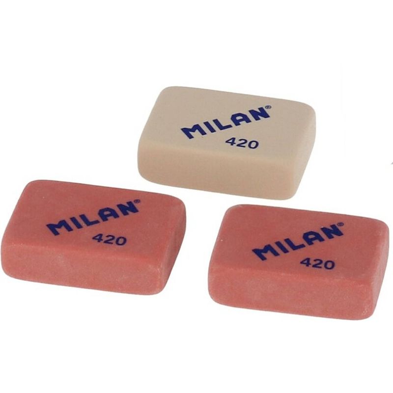 Foto van Milan gummen 420 4,1 x 2,8 rubber wit/roze 3 stuks